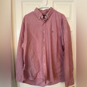 Ralph Lauren Button Down Shirt Long Sleeves Casual Collared Pony Pink Size XL